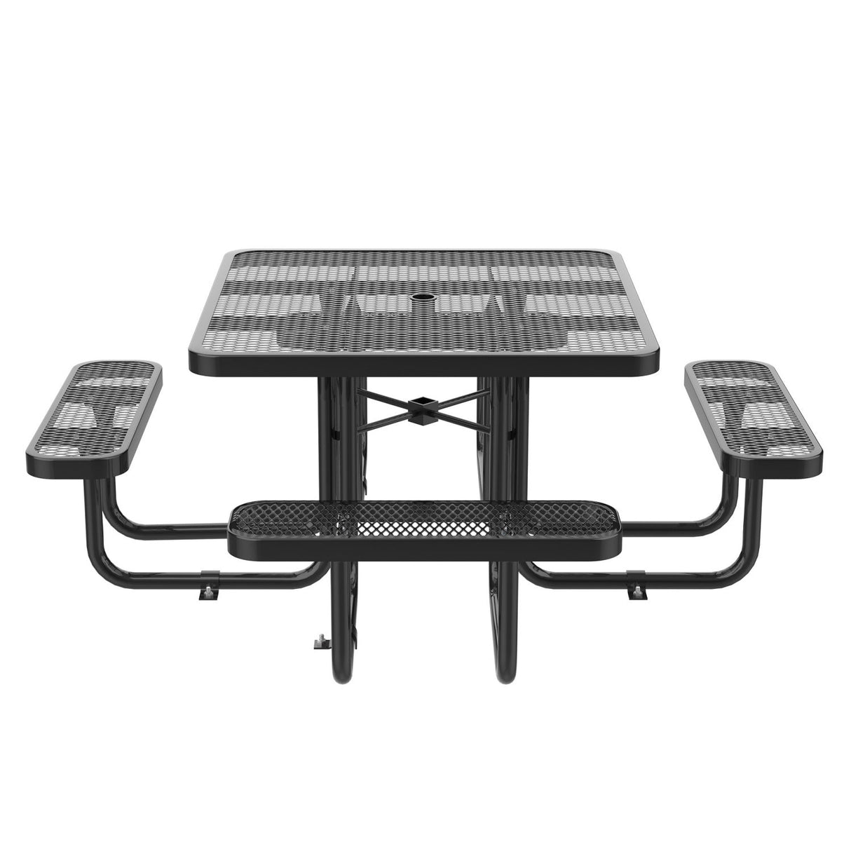 46" Square Heavy-Duty Coated-Steel Picnic Table with Umbrella Hole