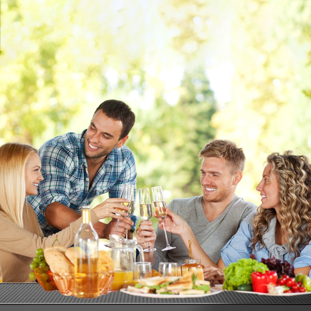 46" Square Heavy-Duty Coated-Steel Picnic Table with Umbrella Hole
