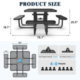 46" Square Heavy-Duty Coated-Steel Picnic Table with Umbrella Hole