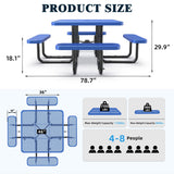 46" Square Heavy-Duty Coated-Steel Picnic Table with Umbrella Hole