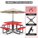46" Square Heavy-Duty Coated-Steel Picnic Table with Umbrella Hole