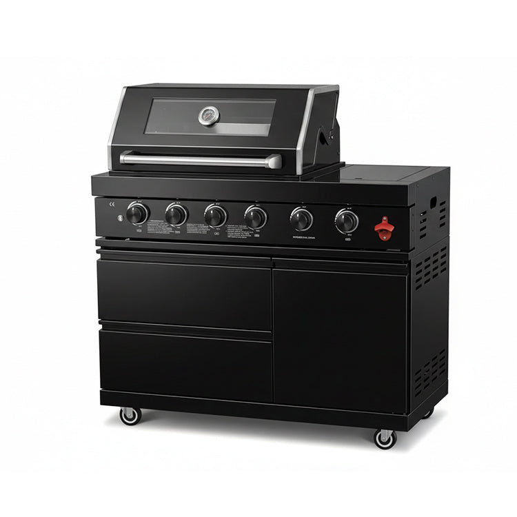 46" 4-Burner Outdoor Kitchen Grill with Side Burner – Black