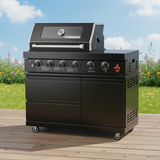 46" 4-Burner Outdoor Kitchen Grill with Side Burner – Black