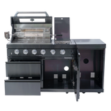 65" Propane Outdoor Kitchen with 4-Burner Grill, Side Burner & Rotisserie – Black
