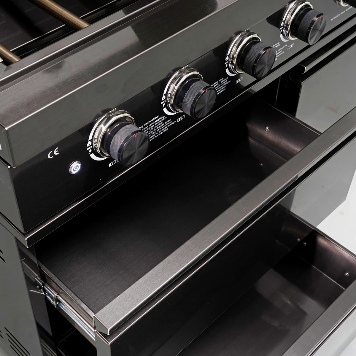 65" Outdoor Kitchen with 4-Burner Grill, Round Side Burner & Refrigerator – Black
