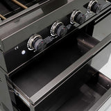 85" 4-Burner 85,000 BTU Outdoor Kitchen Island with Sink & Refrigerator – Black