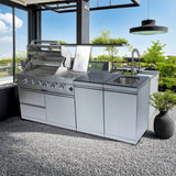 85" Propane Outdoor Kitchen with 4-Burner Grill, Side Burner & Storage – Silver
