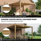 9.8' × 9.8' Metal Louvered Pergola with Solar LED Lighting – Brown