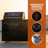 46" Modular Black Stainless Steel Grill Station with 4 Burners & Side Burner
