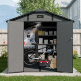 8' × 14' Lockable Resin Outdoor Storage Shed with Two Windows & Three Air Vents