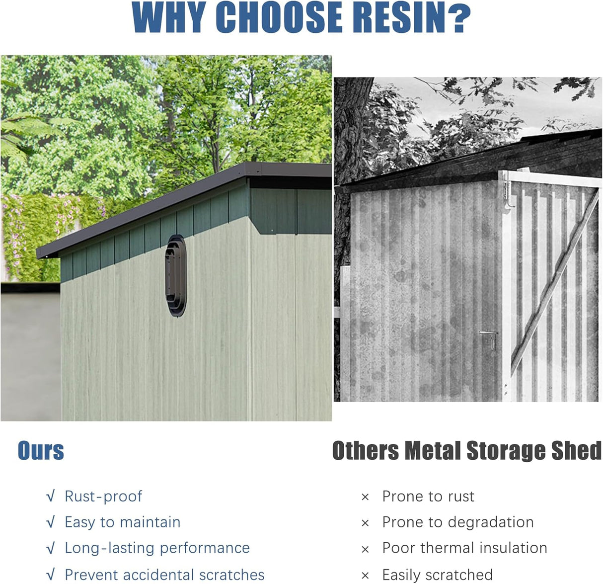 6' × 8' Outdoor Resin Storage Shed with Windows, Skylight & Ventilation