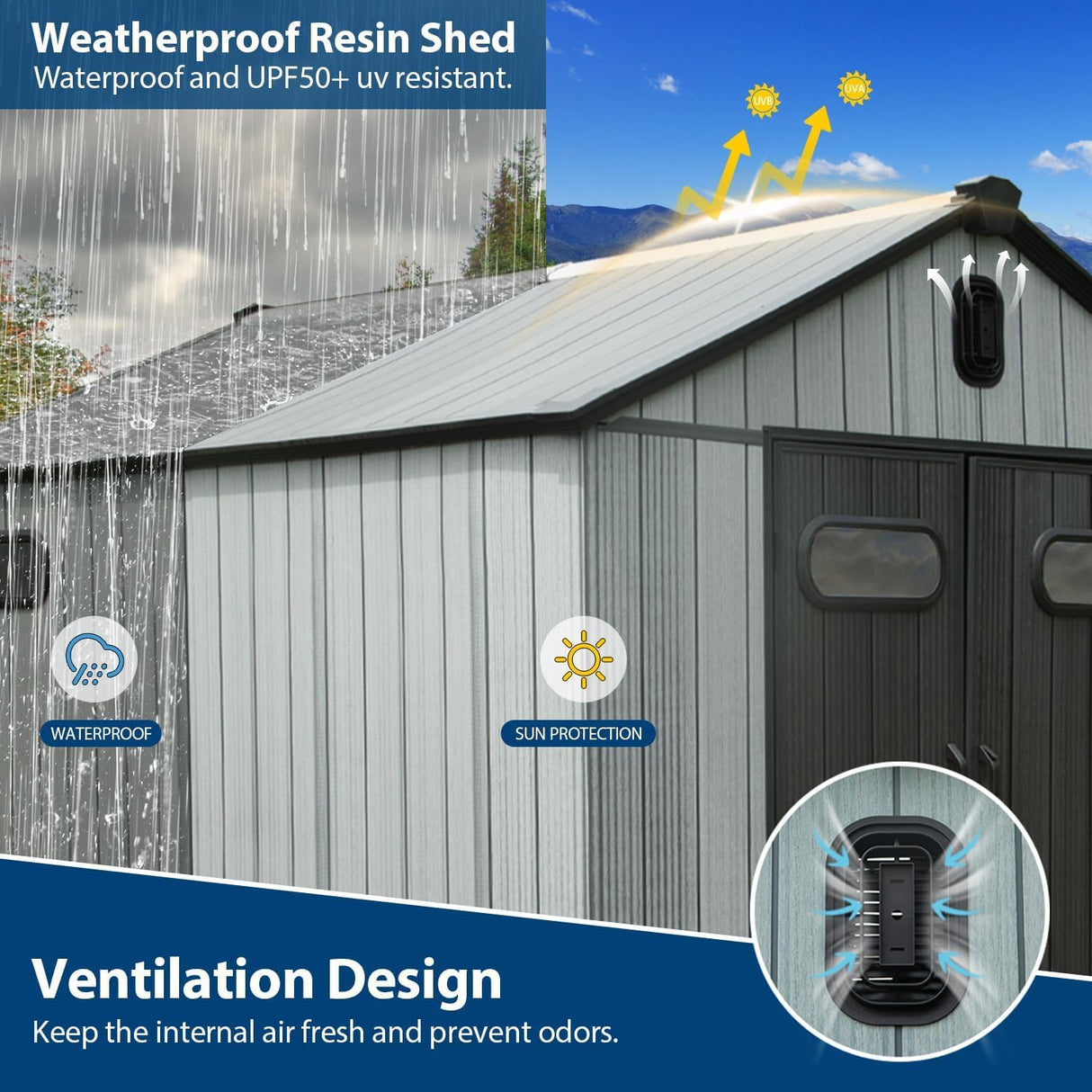 8' × 14' Resin Outdoor Storage Shed with Carpeted Interior