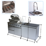 85" Propane Outdoor Kitchen with 4-Burner Grill, Side Burner & Storage – Silver