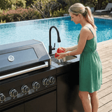 63" Six-Zone 85,000 BTU Outdoor Kitchen with Refrigerator & Sink – Black