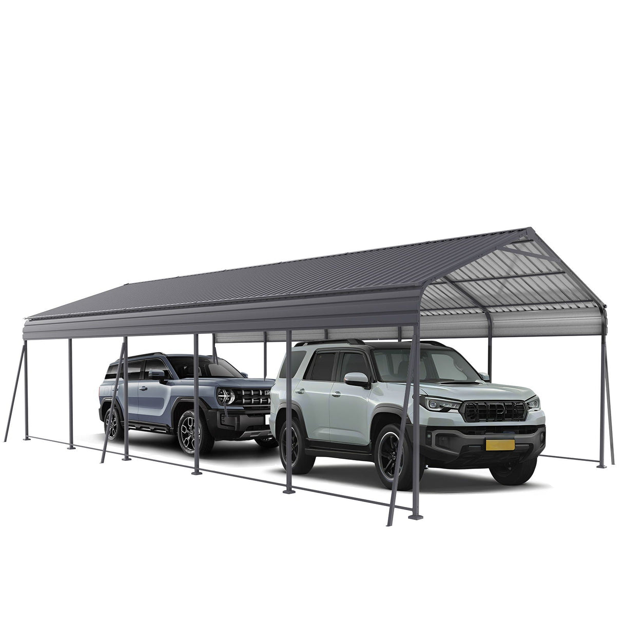 13' × 26.5' Heavy-Duty Metal Carport with Galvanized Steel Roof – Gray