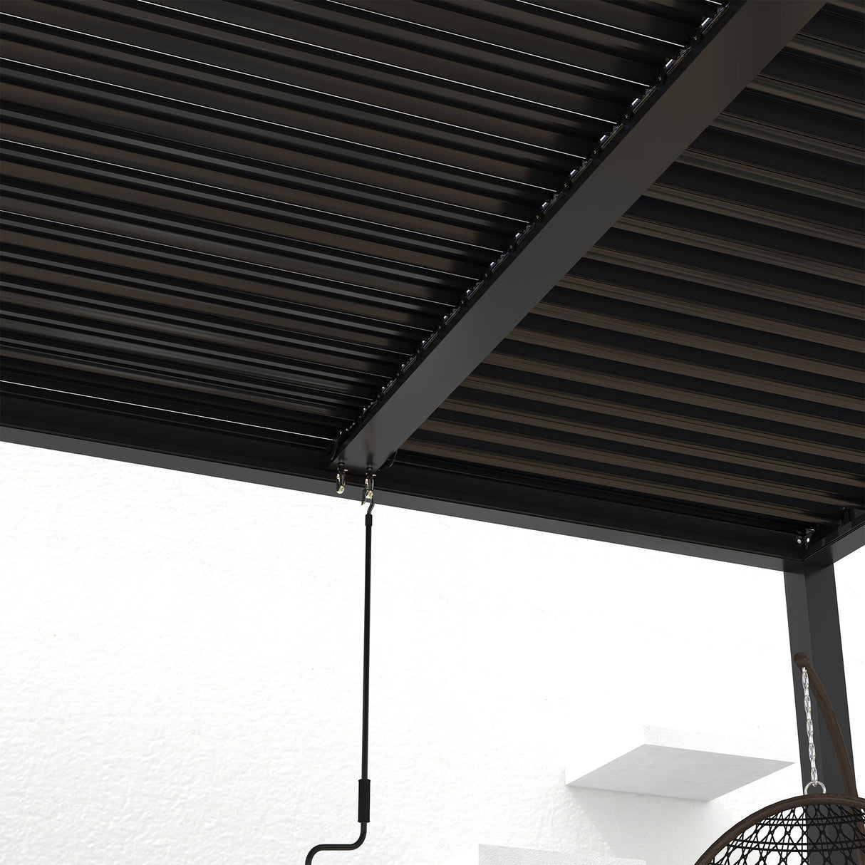 Premium Adjustable Aluminum Louvered Pergola with Integrated Drainage – Black