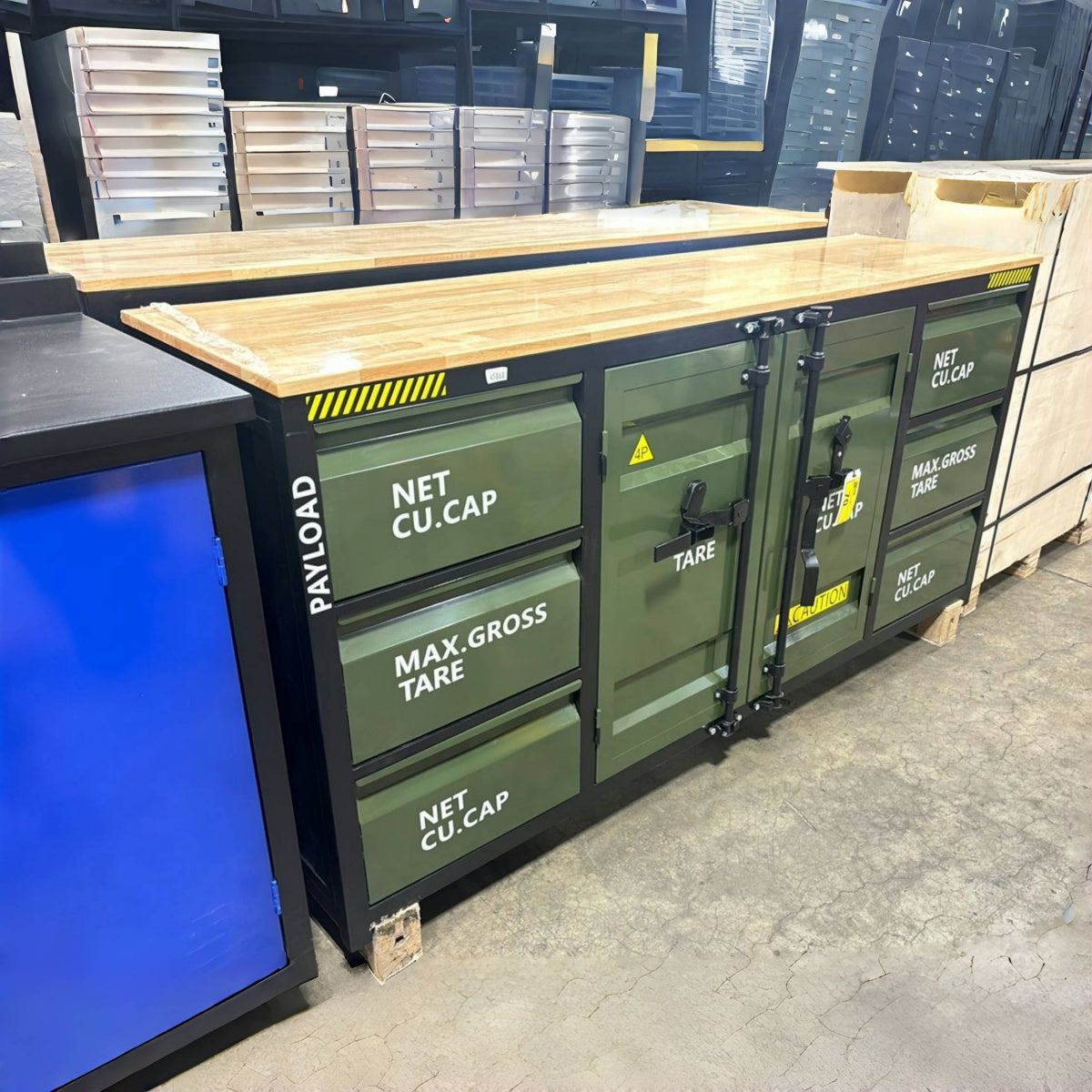 6.5' Workbench Cabinet with 6 Drawers – Dark Green