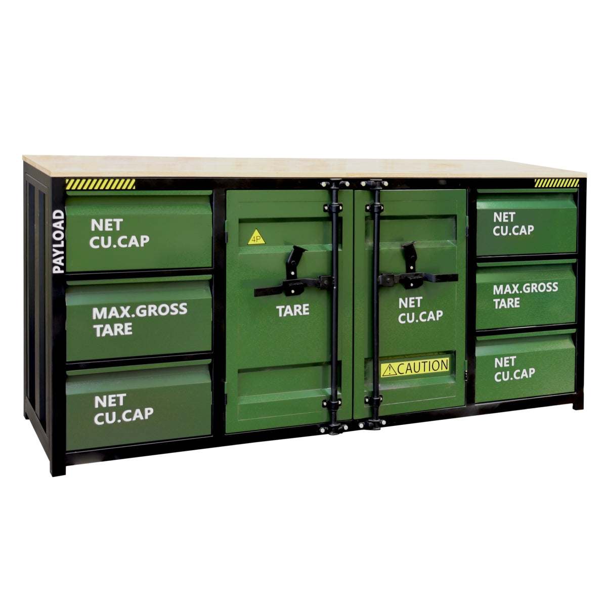 6.5' Workbench Cabinet with 6 Drawers – Dark Green