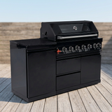 63" Six-Zone 85,000 BTU Outdoor Kitchen with Refrigerator & Marble Countertops – Black