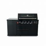 63" Six-Zone 85,000 BTU Outdoor Kitchen with Refrigerator & Marble Countertops – Black