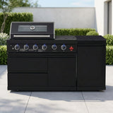 65" Outdoor Kitchen with 4-Burner Grill, Side Burner & Refrigerator – Black