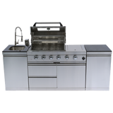 85" Propane Outdoor Kitchen with 4-Burner Grill, Side Burner & Storage – Silver