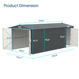 20' × 13' Galvanized Metal Garage Shed with Side Entry & Four Vents – Dark Gray