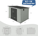 6' × 8' Outdoor Resin Storage Shed with Windows, Skylight & Ventilation