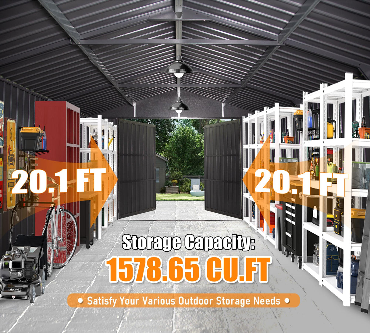 12' × 20' Outdoor Metal Garage Shed with Side Entry, Window & Ventilation