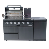 65" Propane Outdoor Kitchen with 4-Burner Grill, Side Burner & Rotisserie – Black