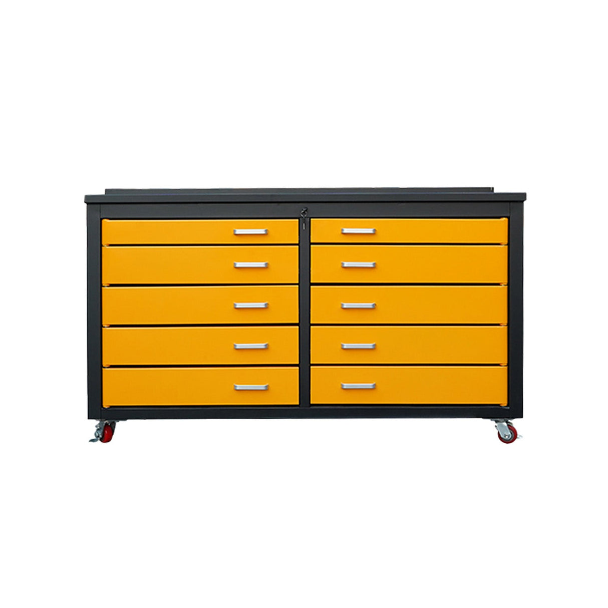 6' Heavy-Duty Mobile Workbench with 10 Drawers – Yellow