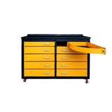 6' Heavy-Duty Mobile Workbench with 10 Drawers – Yellow