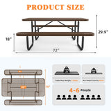 6' Heavy-Duty Coated-Steel Outdoor Picnic Table – 1,100 lb Capacity