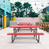 6' Rectangular Heavy-Duty Coated-Steel Picnic Table with Umbrella Hole