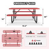 6' Rectangular Heavy-Duty Coated-Steel Picnic Table with Umbrella Hole