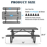 6' Rectangular Coated-Steel Outdoor Picnic Table – 1,100 lb Capacity