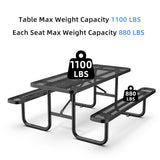 6' Rectangular Coated-Steel Outdoor Picnic Table – 1,100 lb Capacity