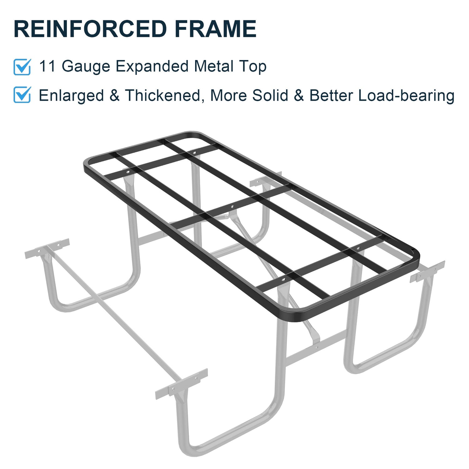 6' Rectangular Coated-Steel Outdoor Picnic Table – 1,100 lb Capacity