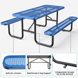6' Heavy-Duty Coated-Steel Outdoor Picnic Table – 1,100 lb Capacity