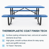 6' Heavy-Duty Coated-Steel Outdoor Picnic Table – 1,100 lb Capacity