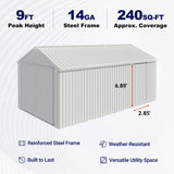 Chery Industrial 12' × 20' Heavy-Duty Metal Garage Shed – Cream