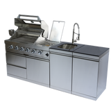 85" Propane Outdoor Kitchen with 4-Burner Grill, Side Burner & Storage – Silver