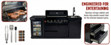 82" 85,000 BTU Outdoor Kitchen with 6-Burner Grill, Sink & Beverage Refrigerator – Black
