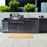 104" Propane Outdoor Kitchen with 4-Burner Grill, Refrigerator & Storage – Black