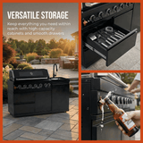 63" Six-Zone 85,000 BTU Outdoor Kitchen with Refrigerator & Sink – Black