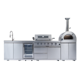 125" 107,000 BTU Outdoor Kitchen with 4-Burner Grill, Pizza Oven & Refrigerator