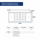 Steelman 7' Heavy-Duty Workbench with 10 Drawers & 2 Cabinets