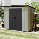 6' × 8' Outdoor Resin Storage Shed with Windows, Skylight & Ventilation