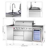 82.5" 83,500 BTU Outdoor Kitchen with 6-Burner Grill, Refrigerator & Sink – Silver
