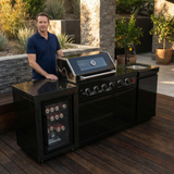 85" Outdoor Kitchen with 4-Burner Grill, Compact Refrigerator & Sink – Black